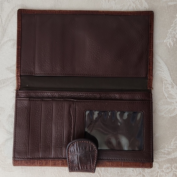 Brighton alligator embossed bronzed leather bifold wallet - Picture 6 of 11